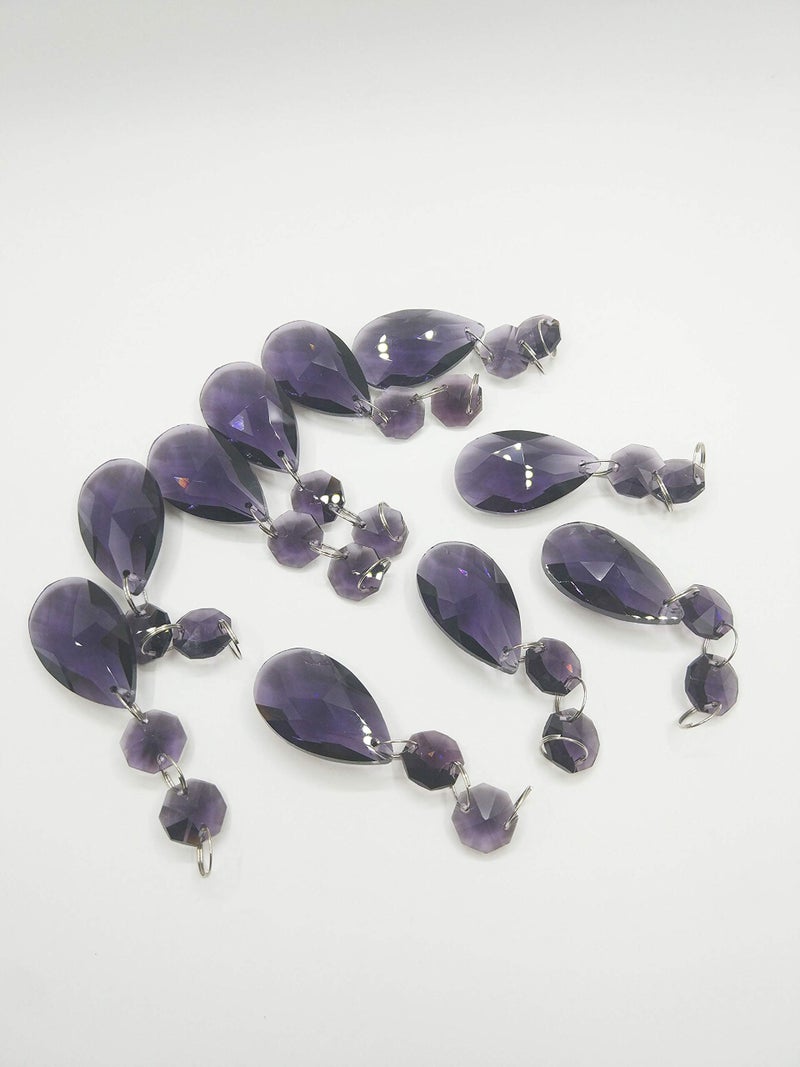 HUESEW Violet Glass Teardrop Pendants, Pack of 10, Traditional Style, Wedding & Christmas Decor - Image 3